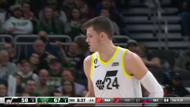 NBA常规赛：爵士vs雄鹿第3节英文原声回放