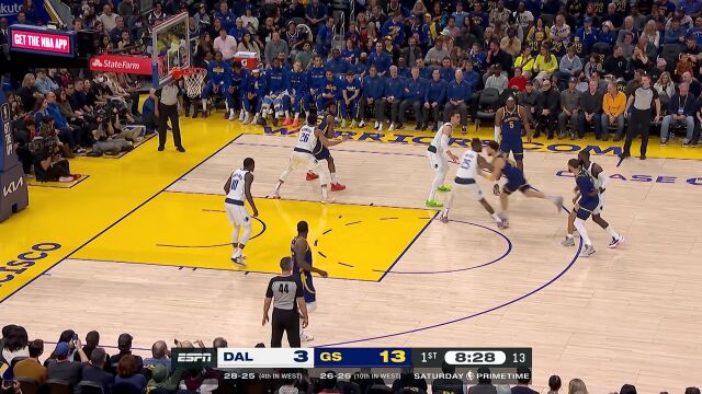 NBA常规赛：独行侠vs勇士第1节中文解说回放