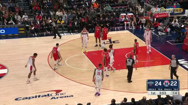 鹈鹕vs奇才第1节英文原声回放