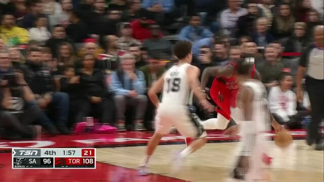 NBA常规赛：马刺vs猛龙第4节英文原声回放