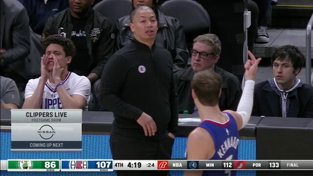 NBA常规赛：凯尔特人vs快船第4节英文原声回放