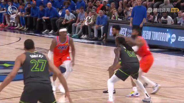 NBA常规赛：雷霆vs森林狼第3节英文原声回放