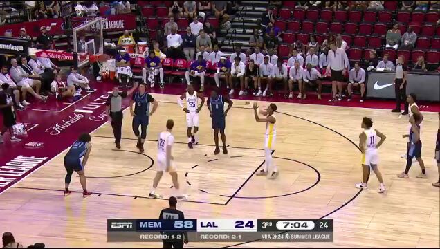 NBA夏季联赛：灰熊vs湖人英文解说全场回放