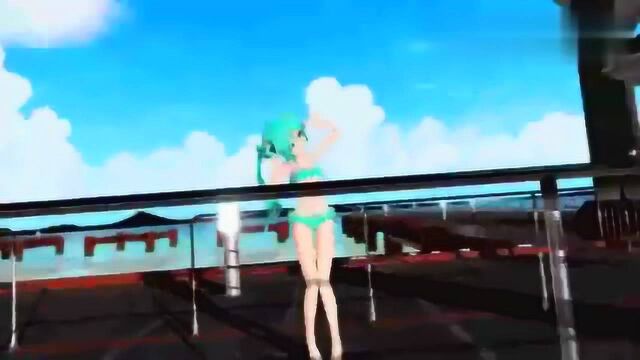 狗娃动漫初音未来可爱泳装mmd