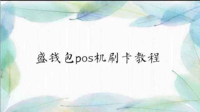 盛钱包pos机刷卡教程