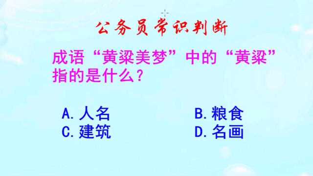 公务员常识判断,成语黄粱美梦中的黄粱指的是什么?你知道吗