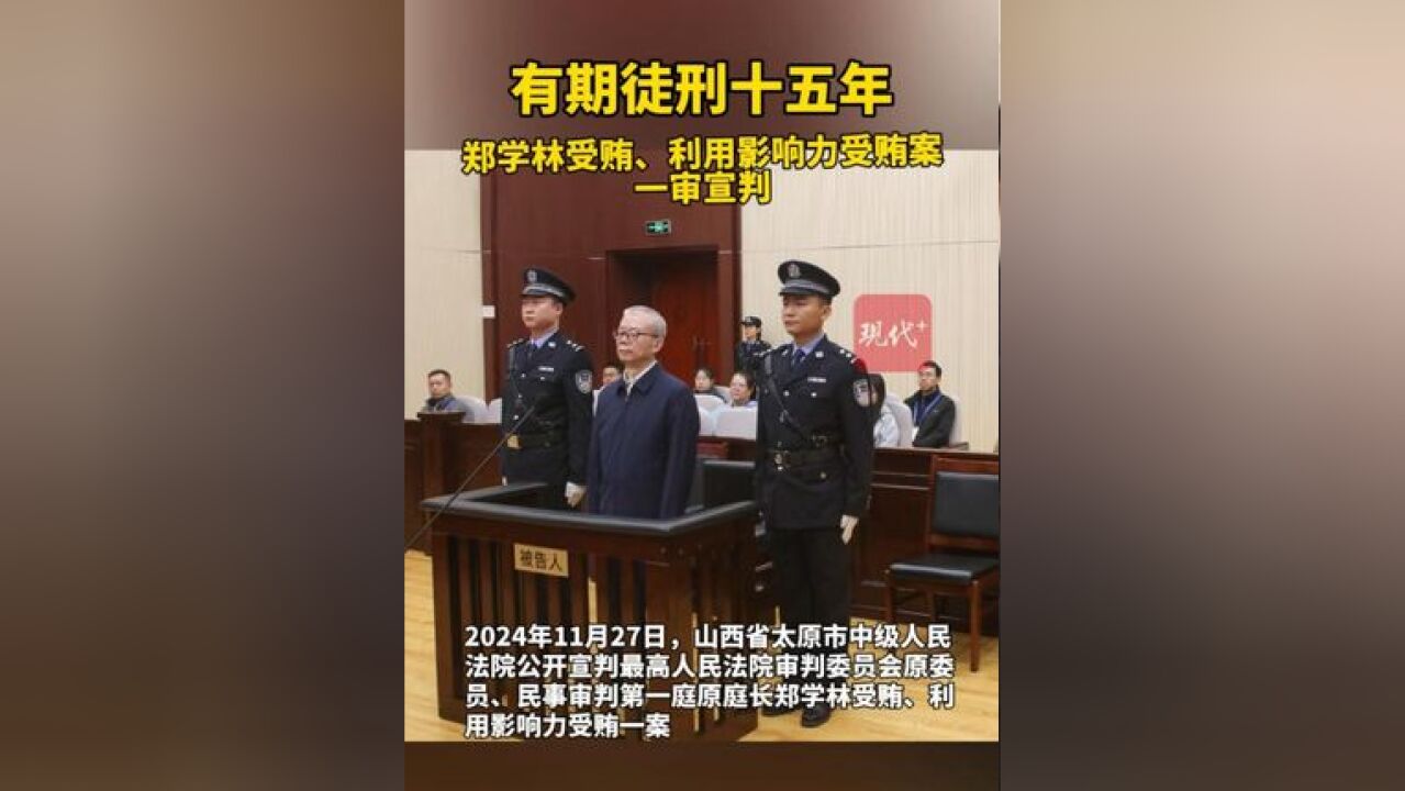 最高人民法院审判委员会原委员、民事审判第一庭原庭长郑学林一审被判有期徒刑15年