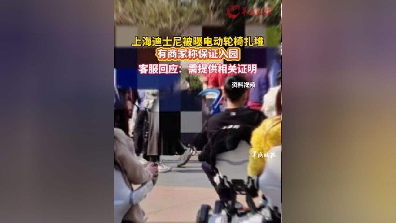 上海迪士尼被曝电动轮椅扎堆,有商家称保证入园,客服回应:需提供相关证明