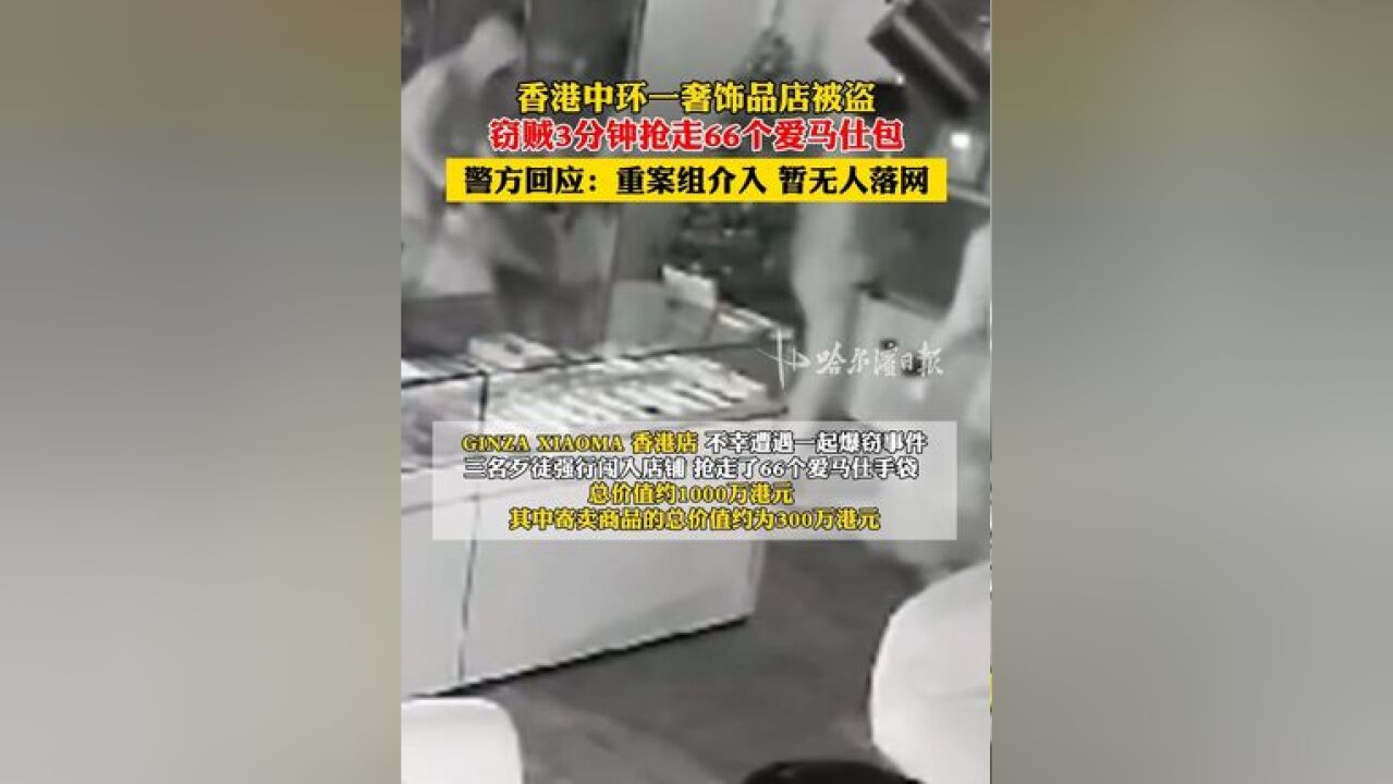 香港中环一奢饰品店被盗,窃贼3分钟抢走66个爱马仕包