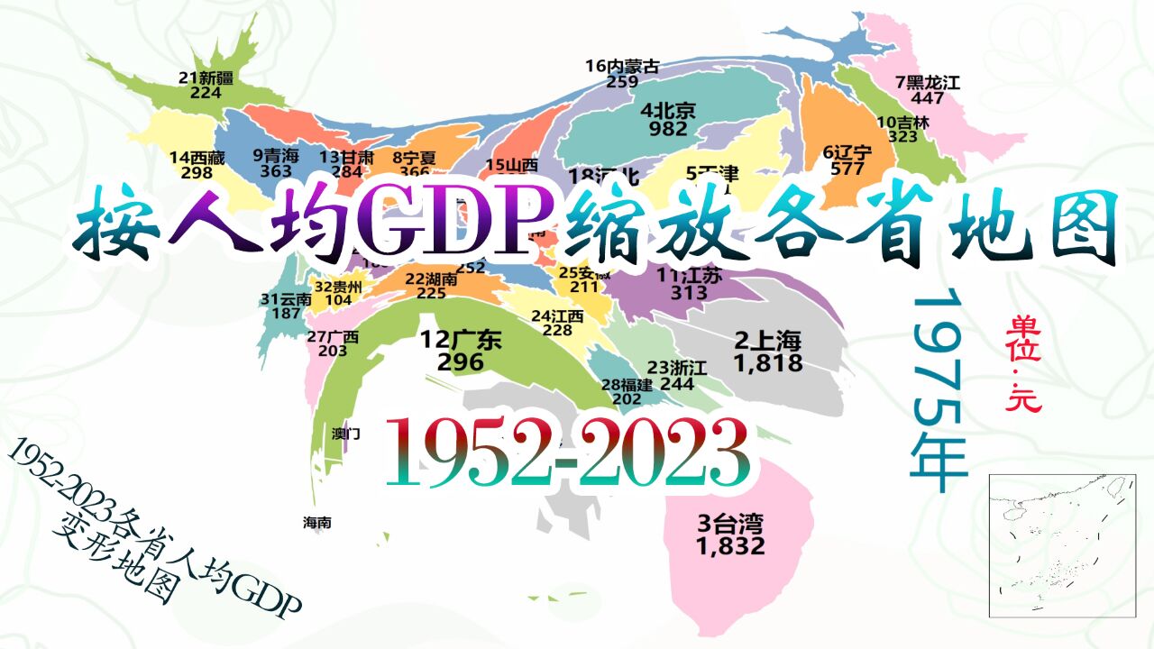 按历年人均GDP缩放各省地图19522023