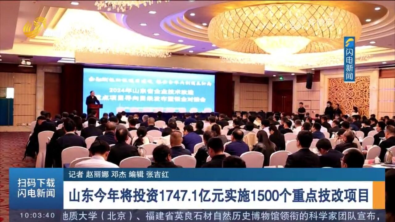 最新!山东2024年将投资1747.1亿元实施1500个重点技改项目