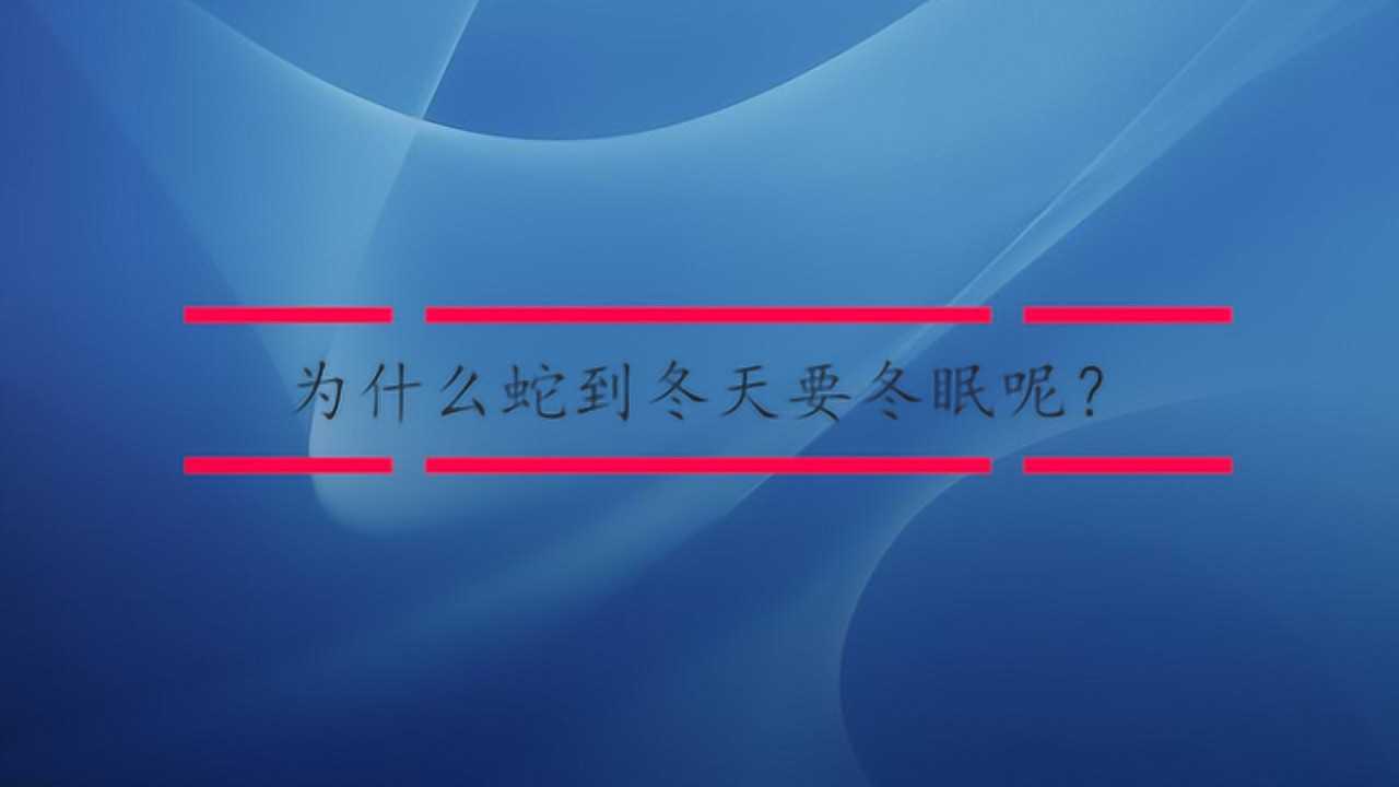为什么蛇到冬天要冬眠呢