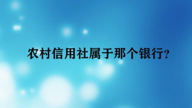 农村信用社属于那个银行?