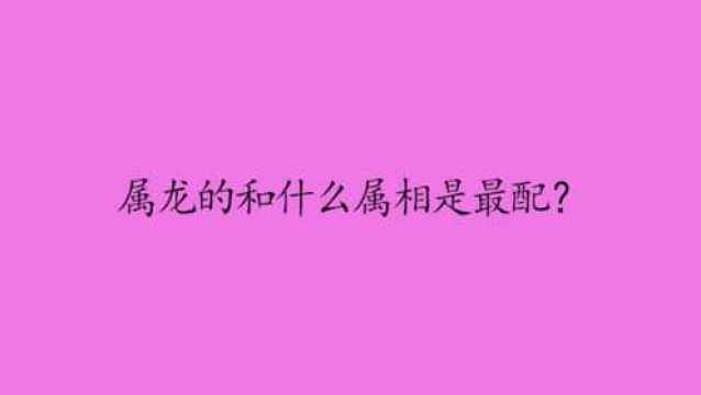 属龙的和什么属相是最配?