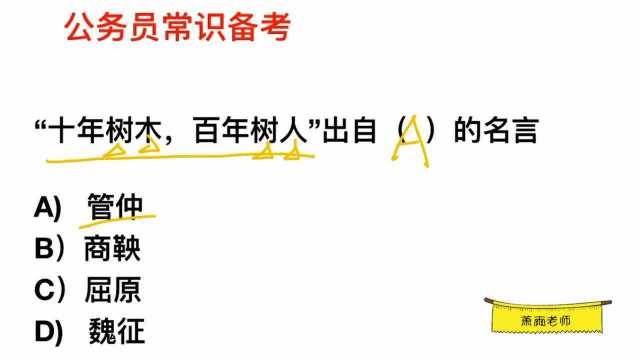 公务员常识,“十年树木,百年树人”出自谁的名言?