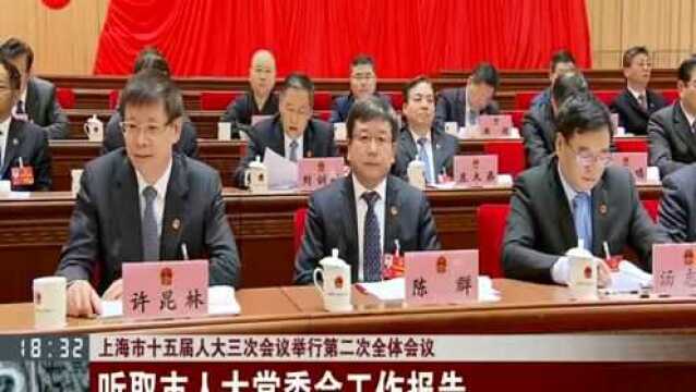 政府的工作报告!上海十五届人大三次会议举行第二次全体会议