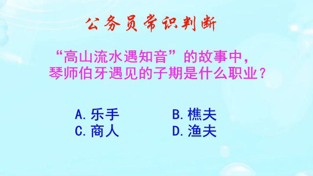 公务员常识判断, 高山流水遇知音的故事中,子期是什么职业呢