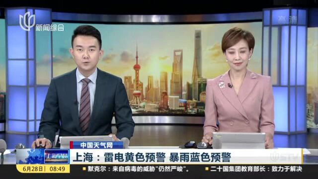 中国天气网:上海——雷电黄色预警 暴雨蓝色预警