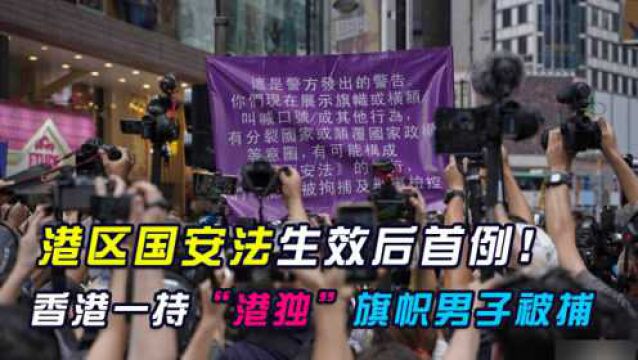 港区国安法生效后首例!香港一持“港独”旗帜男子被警方拘捕