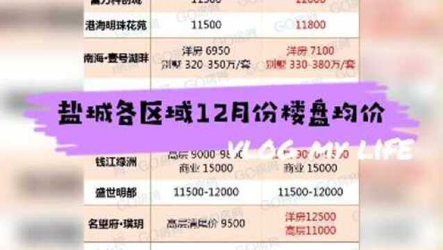 盐城12月份楼盘预告