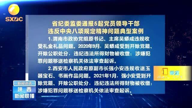 陕西省纪委监委通报5起党员领导干部违反中央八项规定精神问题典型案例