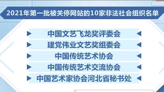 中国文艺名人协会、中国国际和平文化发展协会等10家非法社会组织网站被关停