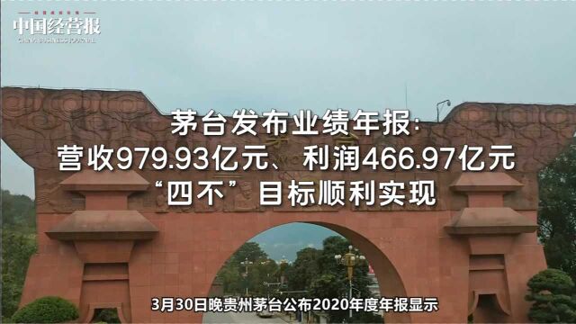 茅台发布业绩年报:营收979.93亿元,“四不”目标顺利实现