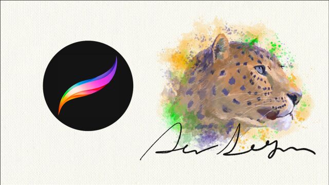 procreate手绘水彩动物头像系列猎豹