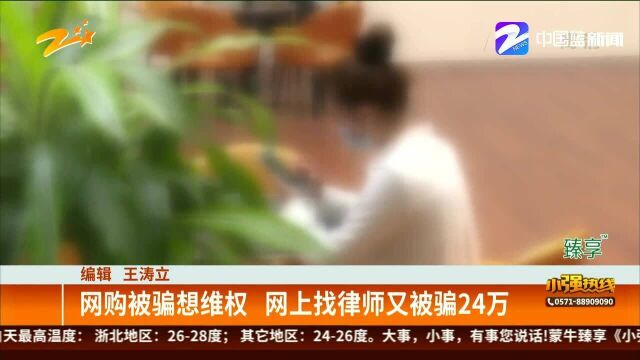 网购被骗想维权 网上找律师又被骗24万