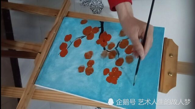 纯手绘吉祥油画《柿子》寓意事事如意适合玄关客厅餐厅办公室装饰画挂画