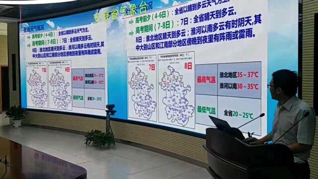 安徽省气象台发布高考天气预报