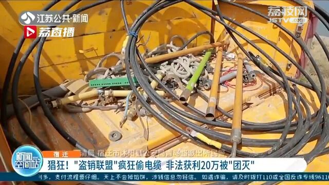 宿迁“盗销联盟”疯狂偷电缆 非法获利20万被“团灭”