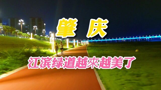 小伙夜游肇庆,江滨公园绿道,景色越来越美了,骑行路况非常美丽