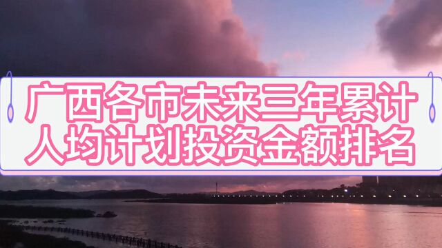 广西各市未来三年人均累计计划投资金额排名,北海防城港突破十万