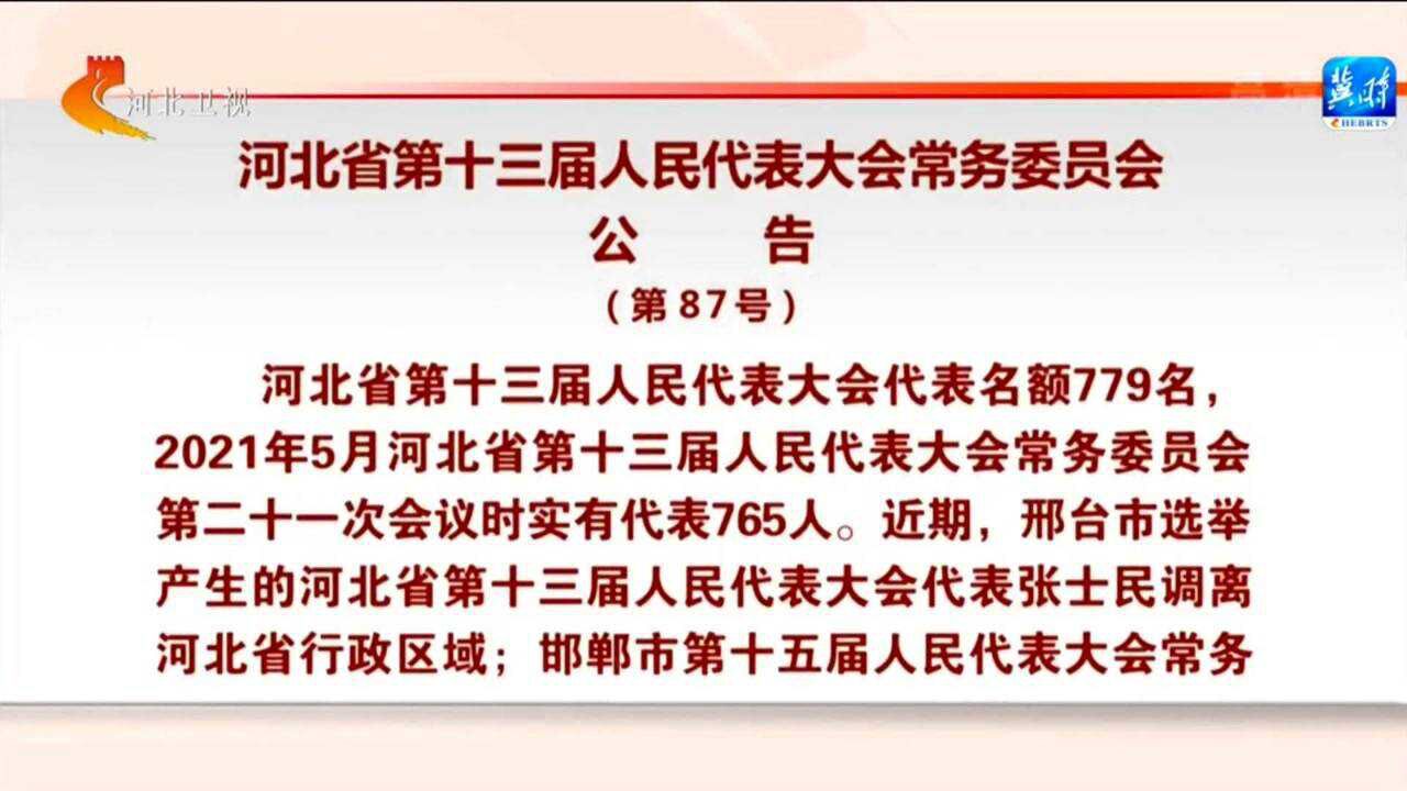 河北省第十三届人民代表大会常务委员会公告(第87号)