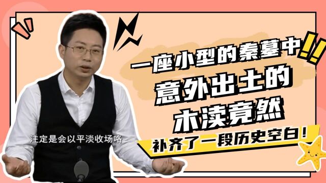 一座小型的秦墓中,意外出土的木渎,竟然补齐了一段历史空白