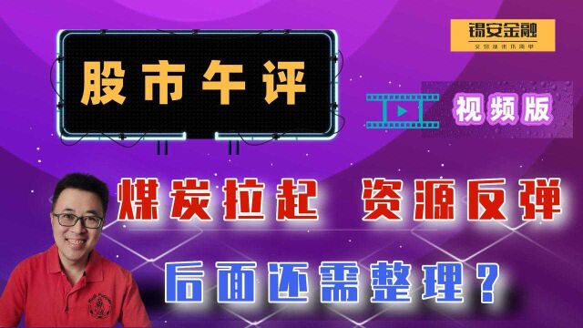 周一股市午评:煤炭拉起,资源反弹,后面还需整理?