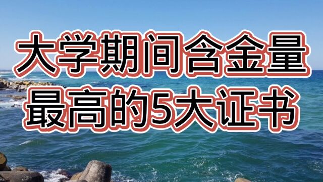 大学期间含金量最高的5大证书,你知道吗,值得了解!