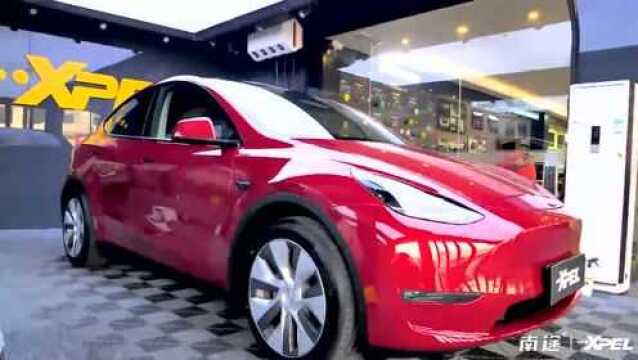 中国红|特斯拉MODEL3贴XPEL LUX PLUS隐形车衣,XPEL官方旗舰店