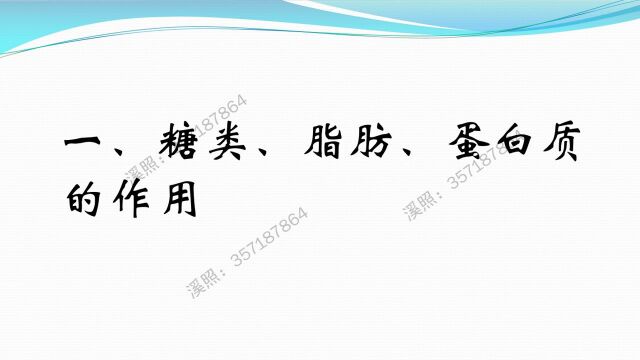 4.2.1.1糖类、脂肪、蛋白质的作用