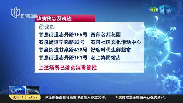 上海新增一处中风险地区:普陀区石泉街道宁强路33号