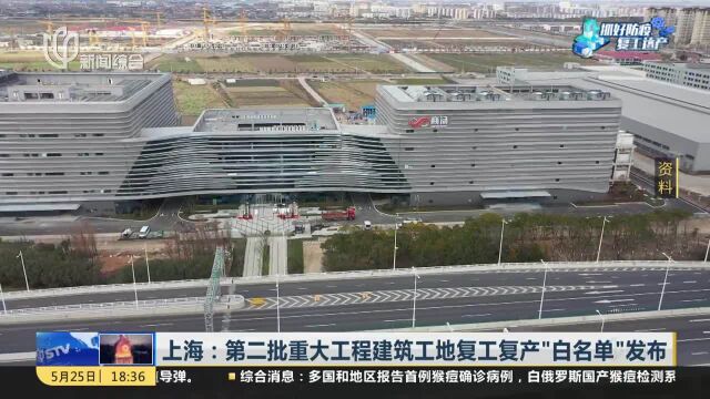 上海:第二批重大工程建筑工地复工复产“白名单”发布