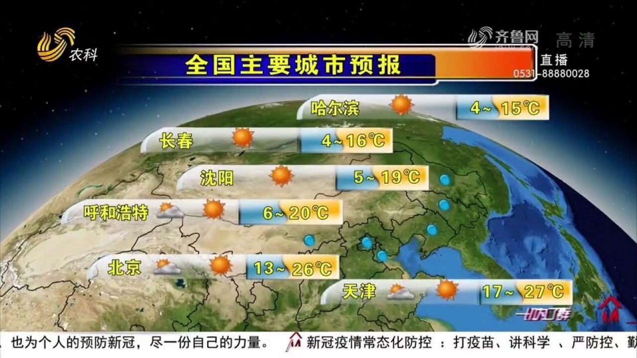 注意防范大风!山东晴间多云,威海北风4到5级,最低气温14到18℃