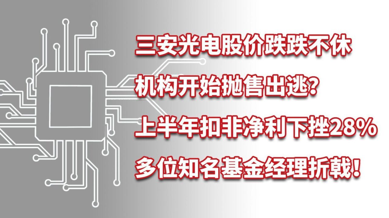 三安光电股价跌跌不休,扣非净利下挫28%,多位知名基金经理折戟