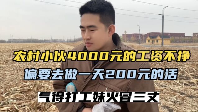 农村小伙4000元工资不挣,跑去干临时工一天200,打工妹都气坏了