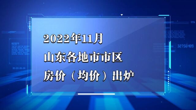 山东各地市2022年11月房价出炉:聊城等8座城市下跌了