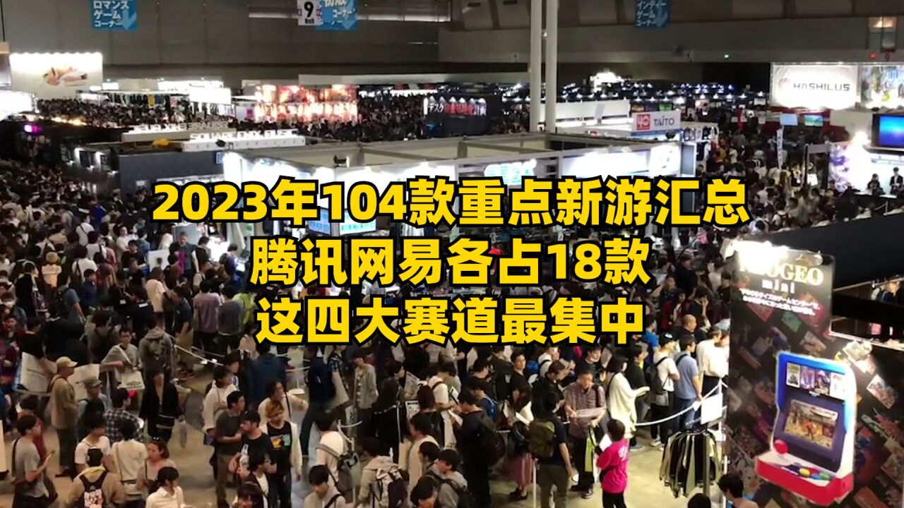 2023年104款重点新游汇总,腾讯网易各占18款,这四大赛道最集中