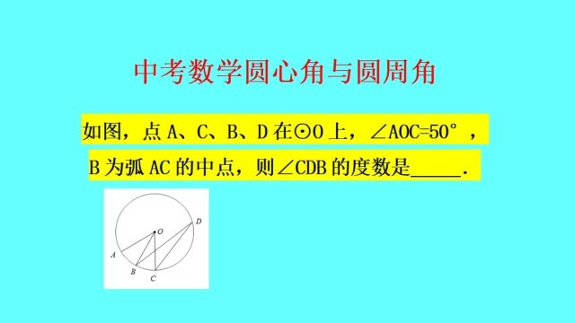 圆心角与圆周角的关系特点——中考数学送分小题