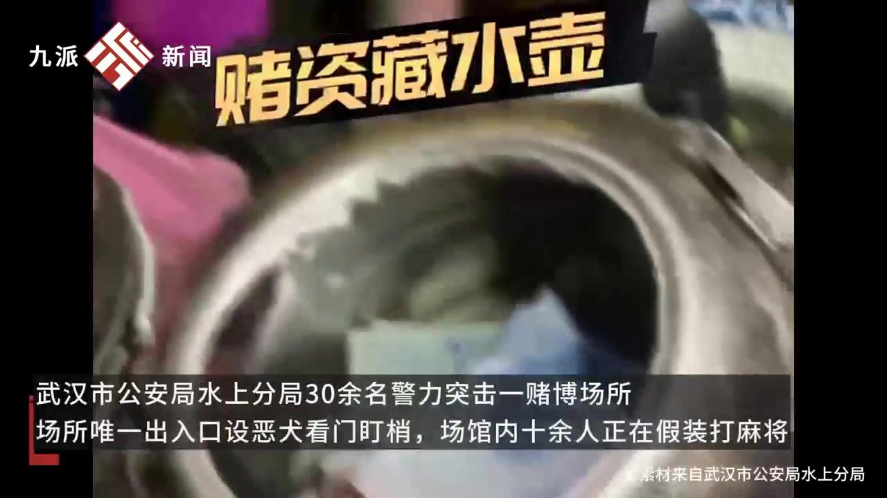 狡诈!水壶藏现金恶犬看门盯梢,武汉水警捣毁“麻将牌斗牛”现场赌博窝点