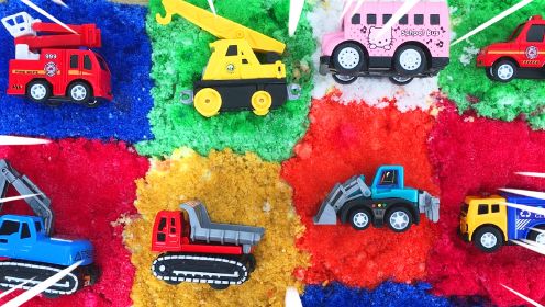 挖掘机工程车汽车玩具：快来认识一下汽车玩具的颜色和用途吧！